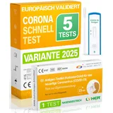Adeste – 5 x 1er Corona Schnelltest für Zuhause COVID 19 Antigen Rapid Test Swab Selbsttest. Geprüft für alle neuen 2025 Varianten. Zertifiziert für den Heimgebrauch