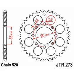 JT SPROCKETS Standard-Stahlkrone 273 - 520