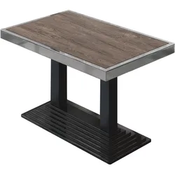 BPY | Bistro Tisch | 110 x 60 x 81 cm | Quadratisch | Chromrahmen | Light Wenge / Schwarz
