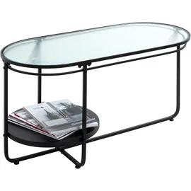Haku-Möbel Couchtisch oval Schwarz Sicherheitsglas 90 x 42 x 49 cm