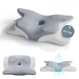 Juskys Nackenkissen 2er Set - weiß - grau