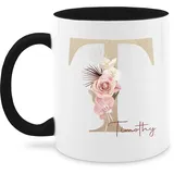 Tasse Tassen 325ml - Geschenk personalisiert mit Namen I Geschenkideen Anfangsbuchstabe Name - 325 ml - Schwarz - dem buchstaben t buchstabentasse initialen buchstabe kaffebecher und