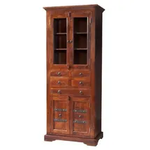 Massivmoebel24 Vitrine Akazie 80 x 50 x 195 cm Braun