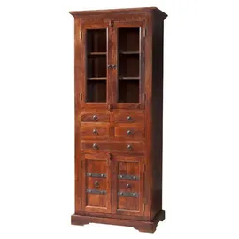 Massivmoebel24 Vitrine Akazie 80 x 50 x 195 cm Braun