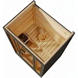 FinnTherm Gartensauna Kuuma S black Gartensauna 1 Sitzbänke aus Holz in Schwarz, Sauna mit 42 mm Wandstärke, Außensauna mit Montagematerial