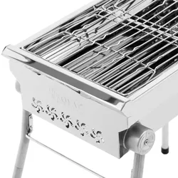 Royal Catering Holzkohlegrill - klappbar - 43 x 25 cm - Edelstahl / verzinkter Stahl -