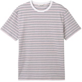 TOM TAILOR Herren T-Shirt mit Streifenmuster, weiß, Streifenmuster, Gr. XXL