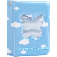 RUNRAYAY 3-Zoll-Fotokarten-Album Kpop Mini-Fotoordner, blauer Schmetterling, hohler Fotokarten-ID-Halter für Visitenkarten, Fotokartenhalter, 40 Taschen