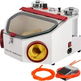 VEVOR Sandstrahlkabine 4kg / 220V Professioneller Sandstrahlgeräte mit 2 Metall und Keramik Sandstrahlpistole, Drucksandstrahlen mit LED und großem Fenster zur Oberflächenbehandlung des Materials