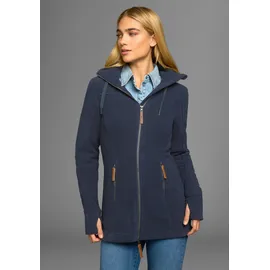 POLARINO Fleecejacke mit Kapuze aus Fleece, atmungsaktiv, schnell trocknend, blau