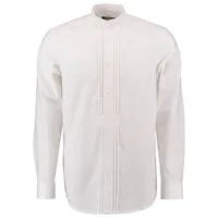 OS Trachten Trachtenhemd Lumdabe Herren Langarmhemd mit 2x2 Biesen, Schlupfform weiß 43/44