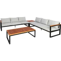 Mendler Garten-Garnitur HWC-L26, Gartenlounge Lounge-Set Sitzgruppe Sofa, Metall Akazie