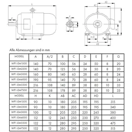 Eberth Elektromotor 400V mit 4 kW Leistung, Drehstrommotor aus Aluminium, 3-Phasen, Drehzahl 2890 U/min., 8,2 A, Asynchronmotor für Einsatz in Industrie, 46 kg