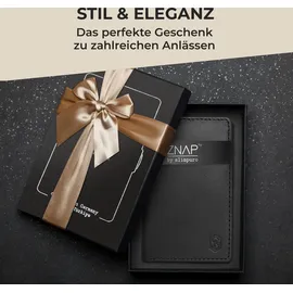 slimpuro Geldbörse Herren, Slim Wallet mit RFID Schutz, Leder-Geldbörse Herren Klein mit Münzfach, Portmonee für Herren und Damen, Kartenetui &... - Schwarz