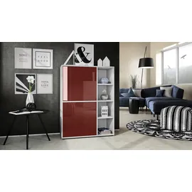 Vladon Highboard 79 x 105,5 x 35,5 cm Bordeaux / Weiß