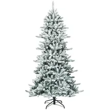 Costway Künstlicher Bleistift Weihnachtsbaum mit Kiefernzapfen, schneebedeckter Tannenbaum mit Metallständer, Christbaum 1108 Spitzen PVC Nadeln,