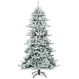 Costway Künstlicher Bleistift Weihnachtsbaum mit Kiefernzapfen, schneebedeckter Tannenbaum mit Metallständer, Christbaum 1108 Spitzen PVC Nadeln,