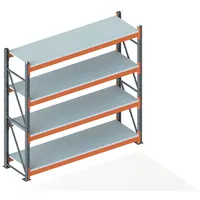 Meta Großfachregal Grundregal 2700 x 2700 x 800 mm verzinkt / rotorange multipal S + Stahlpaneelen