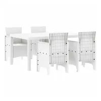 vidaXL Garten Essgruppe 5 pcs Weiß Polt Rattan