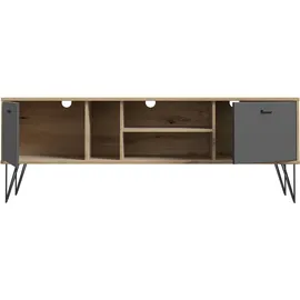 Forte Neyle TV-Lowboard 163,1 cm Schwarz Holzwerkstoff