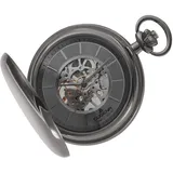 Dugena Herren-Taschenuhr Gunmetal 4460979-1, Savonette, Handaufzugswerk, skelettiert, Anthrazit, mit Mineralglas und Indexe, 51 mm