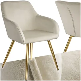 Tectake Esszimmerstuhl Marilyn gepolstert creme/gold