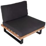 Mendler Lounge-Sessel HWC-H54, Garten-Sessel, Spun Poly Akazie Holz FSC®-zertifiziert Aluminium ~ hellbraun, Polster dunkelgrau