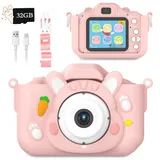 Kinderkamera, 1080P HD Kinder Kamera, Digitalkamera Kinder mit 32GB SD-Karte, 2,0-Zoll-Bildschirm Fotoapparat Kinder für 3 4 5 6 8 7 9 10 11 Jahre alt Jungen und Mädchen Kinderspielzeug Geschenke