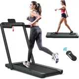 COSTWAY 2 in 1 Walking Pad & Laufband, App-kontrolliert, Bluetooth, LED Display, 1-12 km/h, bis 120kg belastbar, inkl. Handyhalterung, klappbar (Gr... - dunkelgrün
