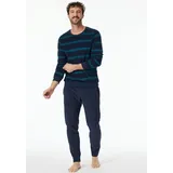 SCHIESSER Herren Pyjama, Pyjama Casual Nightwear, Frottee, blau 56,