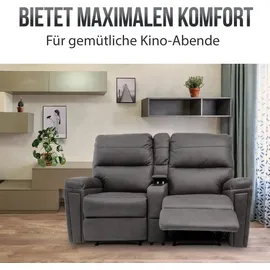 Mendler 2er Kinosessel HWC-K17 Stoff/Textil 157 x 102 x 0 cm Grau mit Relax-Funktion