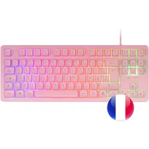 Mars Gaming MARSGAMING MCP-RGB3, Pack Gaming-Tastatur Fixed RGB + Gaming-Maus RGB Flow 3200 DPI + Headset Over-Ear RGB + XXL Mousepad, Pink, Französische Sprache