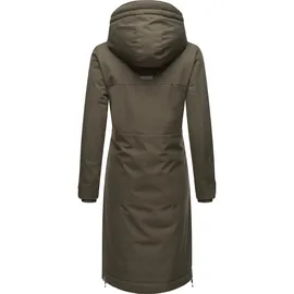 Ragwear Damen Langer Wintermantel Warmer wasserdichter Parka mit Schlüsselanhänger Refutura Remake Olive Gr. 3XL - 3XL