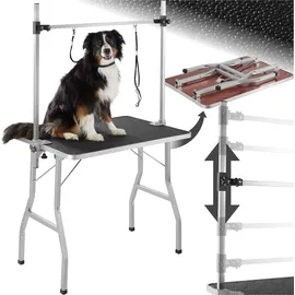 Tectake Trimmtisch, mit höhenverstellbarem Galgen und 2 Schlingen, rutschfeste und kratzfeste Gummibeschichtung, Belastbarkeit 60 kg