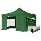 TOOLPORT Faltzelt Professional 4x4 m - mit 4 Seitenteilen (Panoramafenster) Faltpavillon ALU Pavillon Partyzelt grün