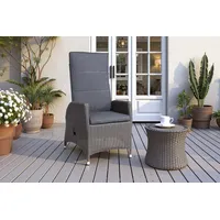 OUTFLEXX Vigo Dining-Sessel, stahlgrau-meliert, Polyrattan, 60x68x111cm, Rücken stufenlos verstellbar