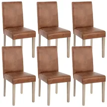 MCW 6er-Set Esszimmerstuhl Littau, Stuhl Küchenstuhl ~ Textil, Wildlederimitat, Beine Struktur - Eiche