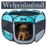 Petigi Welpenauslauf xl 115x115x65 cm Welpenlaufstall Tierlaufstall Hunde, Hasen, Meerschweinchen, Katzen, 8-eckig, pflegeleicht, Farbe: Grün