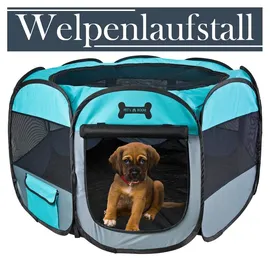 Petigi Welpenauslauf xl 115x115x65 cm Welpenlaufstall Tierlaufstall Hunde, Hasen, Meerschweinchen, Katzen, 8-eckig, pflegeleicht, Farbe: Grün