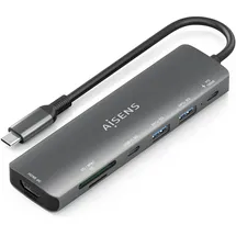 AISENS ASUC-7P026-GR USB-C Dockingstation + USB Hub, Grau