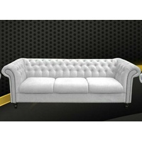 JVmoebel Chesterfield-Sofa Dreisitzer Stoff Wohnzimmer Weiss Design Sofa Sofas Samt XXL, Made In Europa weiß