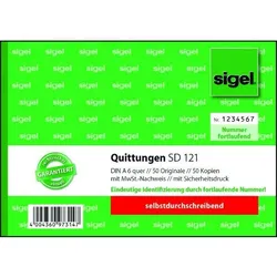 Sigel Quittung mit MwSt.-Nachweis, mit Nummerierung, A6q, 2f., sd, 2x50Bl. 4004360973154 Sigel 5 Stück