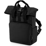 BagBase BG118S | Recycled Mini Twin Handle Roll-Top Backpack - Farbe: Black - Größe: 23 x 32 x 11 cm - Schwarz