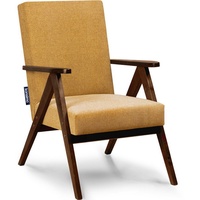 Konsimo Cocktailsessel NASET Sessel, Rahmen aus lackiertem Holz, profilierte Rückenlehne gelb
