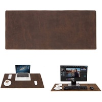 Hiram Schreibtischunterlage aus echtem Leder, groß, wasserdicht, 80 x 40 cm, Tischabdeckung für PC und Laptop