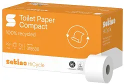 Satino HiCycle Toilettenpapier Kleinrollen 2-lagig, hochweiß 315530 , 1 Paket = 24 Rollen à 100 Meter