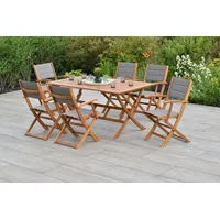 Merxx Garten-Essgruppe »»Acapulco««, (Set, 5 tlg., Geöltes Akazienholz, gepolsterte Sitz- und Rückenfläche), Tisch klappbar: LxB: 160x90 cm, grau grau + natur, , 78511622-0