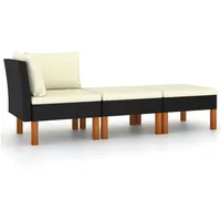 vidaXL Polyrattan Lounge-Set 3-tlg. schwarz 315769