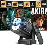 Alwtniet HY310 Mini Beamer 4K Unterstützt, 1080P Mini Projektor mit Autofokus & Automatische Trapezkorrektur, WiFi 6 Bluetooth 5.4, 5W Lautsprecher, 180° Drehbar Android Heimkino Beamer für Smartphone