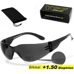 Sportbrille | SPRINTER 2.3 +1.50 Dioptrien | smoke | Leseteil | beschlagfrei grau No Size